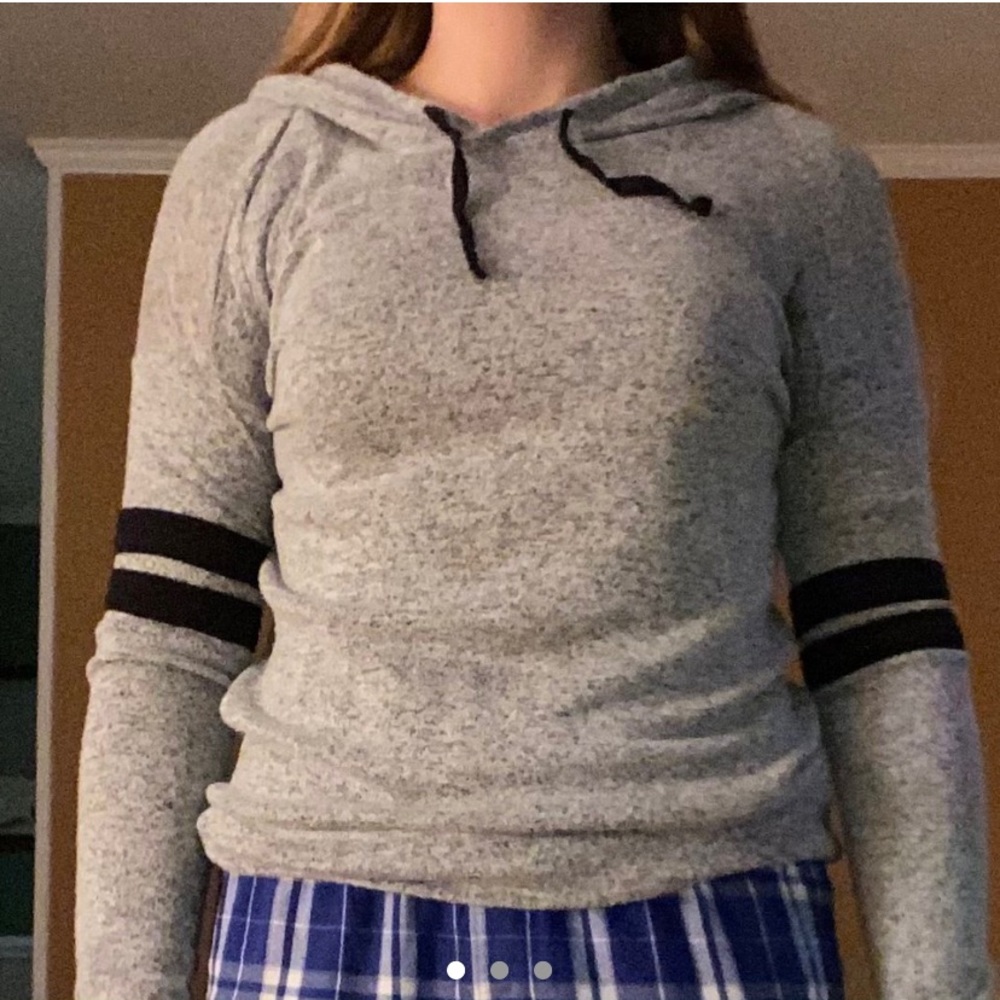 “Womens Long Sleeve Hoodie Stripe Sleeves Cozy”